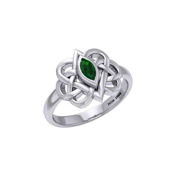 Celtic Double Heart And Infinity Ring With Gemstone TRI2388 - Jewelry